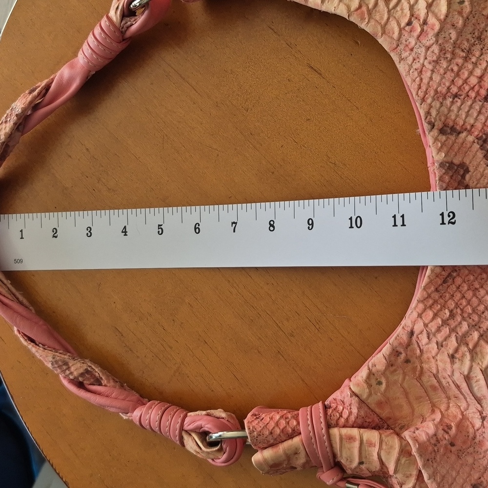 Marco Buggiani Elegant Pink Leather Snake Print Hobo Bag - Picture 12 of 13